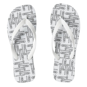 Grey Trombone Crosshatch White Pattern Thongs