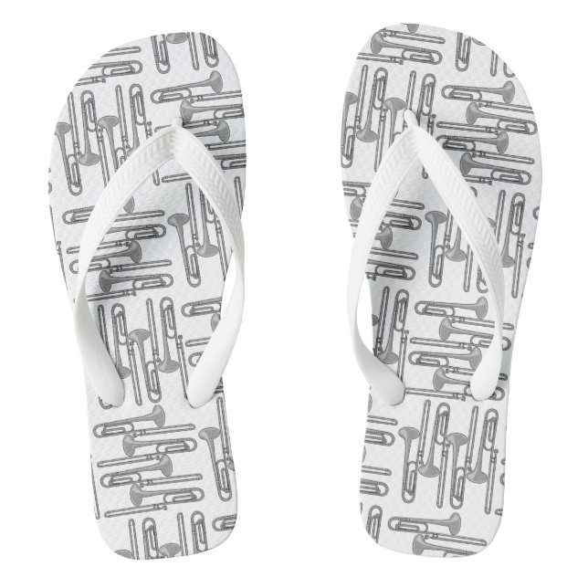 Grey Trombone Crosshatch White Pattern Thongs (Footbed)