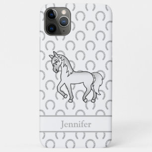 Grey Trotting Horse Cute Cartoon Illustration iPhone 11 Pro Max Case