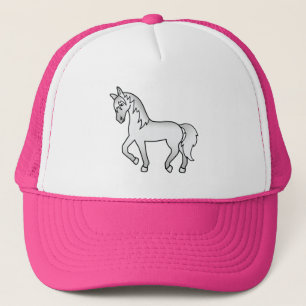 Grey Trotting Horse Cute Cartoon Illustration Trucker Hat