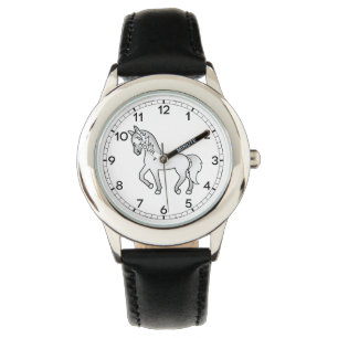 Grey Trotting Horse Cute Cartoon Illustration Watch