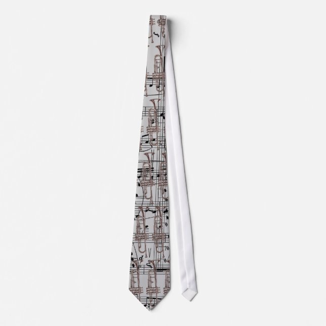 Grey Trumpet & Music Notes Tie (Front)