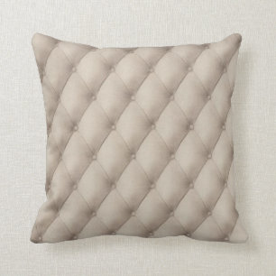 Grey Tufted Leather Look Pillow