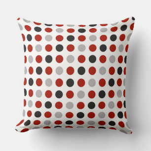 grey, turkey red and white dots cushion