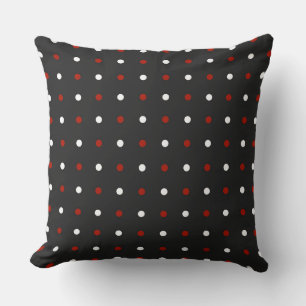 grey, turkey red and white dots cushion