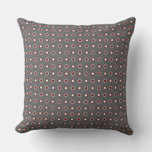 grey, turkey red and white dots cushion