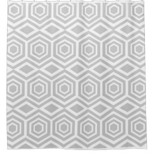 Grey Turkish Geometric Pattern Shower Curtain
