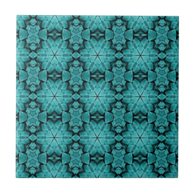 Grey turquoise aqua star geometric stone mosaic  c ceramic tile (Front)