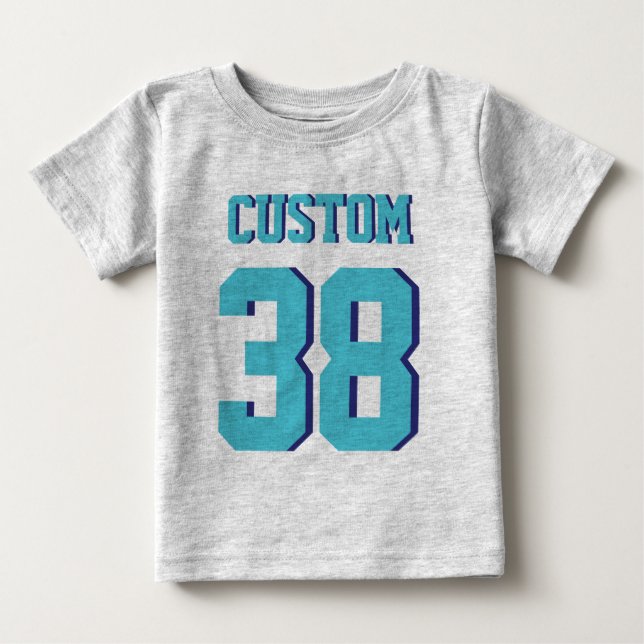 Grey & Turquoise Baby | Sports Jersey Design T-Shirt (Front)