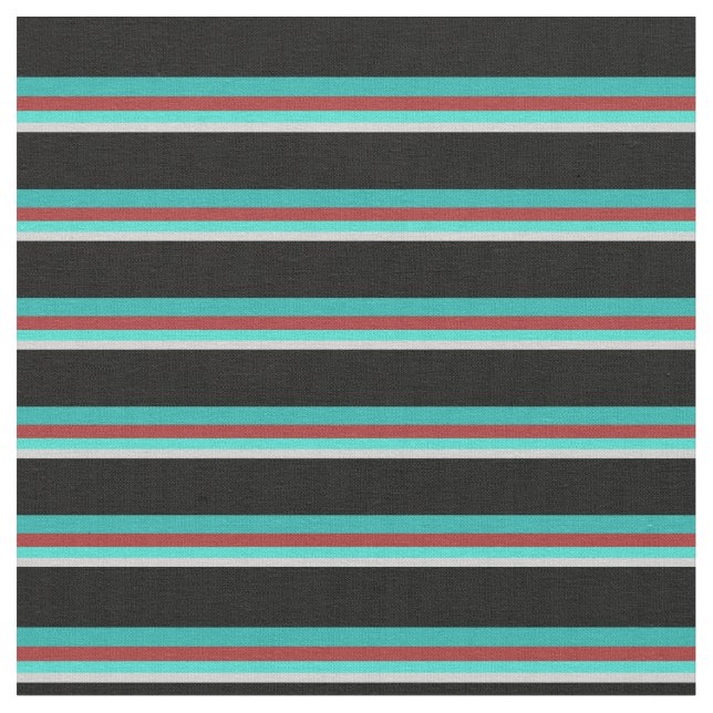 Grey, Turquoise, Brown, Light Sea Green & Black Fabric (Close Up)