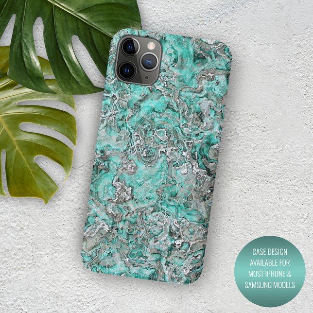 Grey Turquoise Mint Green Minerals Agate Pattern iPhone Case (Creator Uploaded)