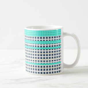 Grey turquoise plaid coffee mug