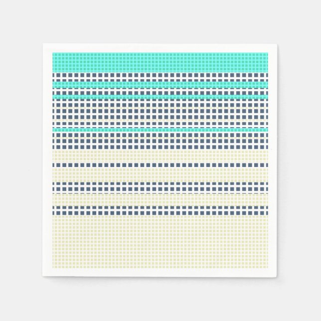 Grey turquoise plaid napkin (Front)