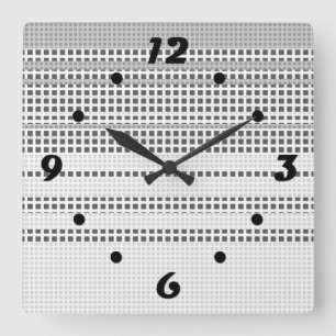 Grey turquoise plaid square wall clock