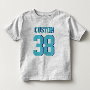 Grey & Turquoise Toddler   Sports Jersey Design T-Shirt