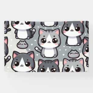 Grey Tuxedo Cats Banner