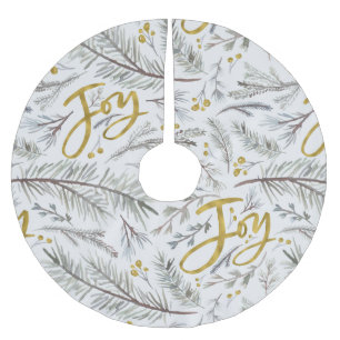 Grey Twigs And Berries Brushed Polyester Tree Skirt