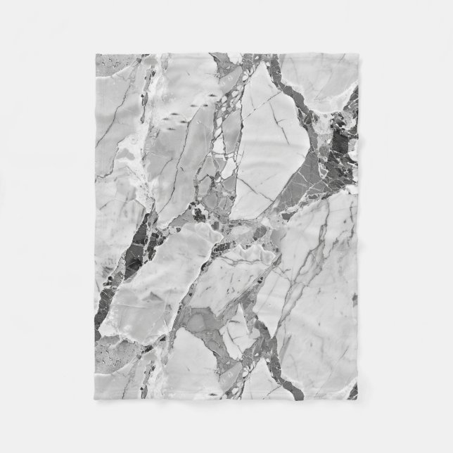 Grey "Twilight Marble Fantasy" Marble Texture All- Fleece Blanket (Front)