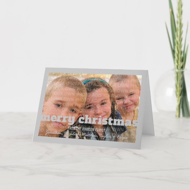 Grey Typography Merry Christmas Greeting Card (Front)