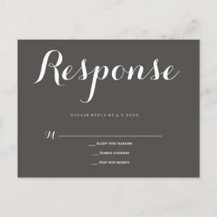 Grey typography wedding rsvp postcards