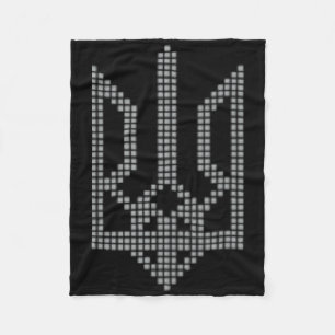 Grey Ukrainian Tryzub Symbol On The Chest - Ukrain Fleece Blanket