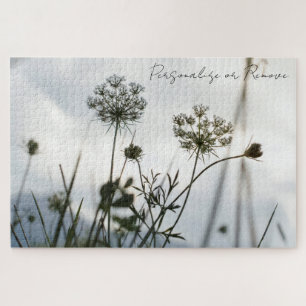 Grey Umbels Flowers Outline Floral Art Photography Jigsaw Puzzle