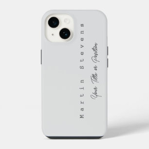 Grey Unique Modern Minimalist Plain Name iPhone 14 Case
