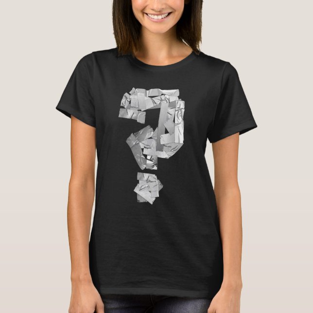 Grey Utility Tape Question Mark Riddle T-Shirt (Front)