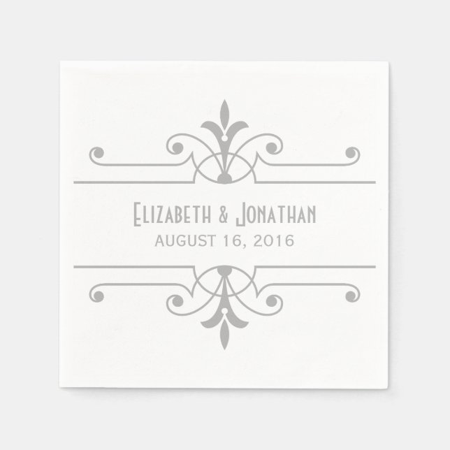 Grey v2 Fancy Ornamental Paper Napkins (Front)