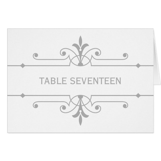 Grey v2 Fancy Ornamental Table Number Card (Front Horizontal)