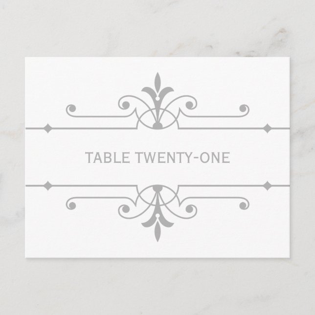 Grey v2 Fancy Ornamental Table Number Postcard (Front)