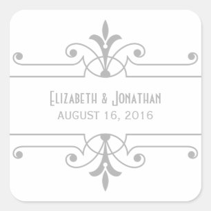 Grey v2 Fancy Ornamental Wedding Stickers