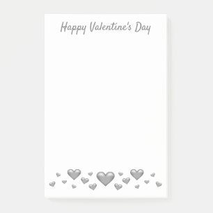 Grey Valentine's Day Hearts & Custom Text Post-it Notes