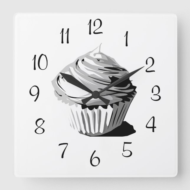 Grey vector cupcake wall clock (Front)