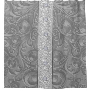 Grey Velvet, Lace and Diamonds Shower Curtain