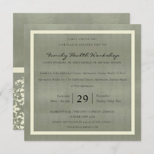 GREY VELVET WHITE DAMASK CLASSIC WORKSHOP EVENT INVITATION