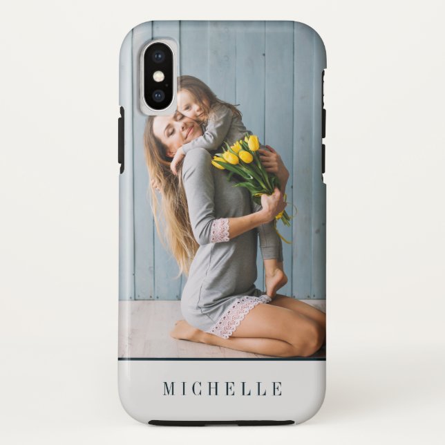 Grey | Vertical photo monogram personalised Case-Mate iPhone Case (Back)