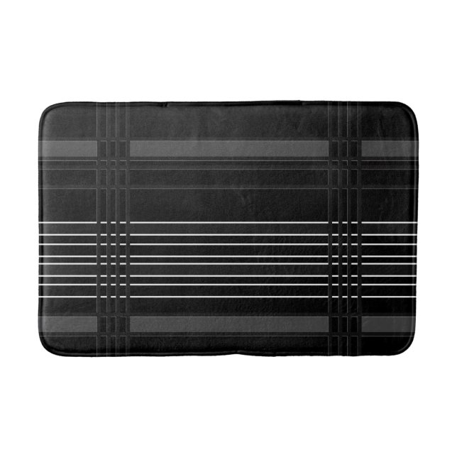 Grey Vertical Stripes Bath Mat (Front)