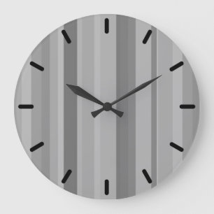 Grey vertical stripes large clock