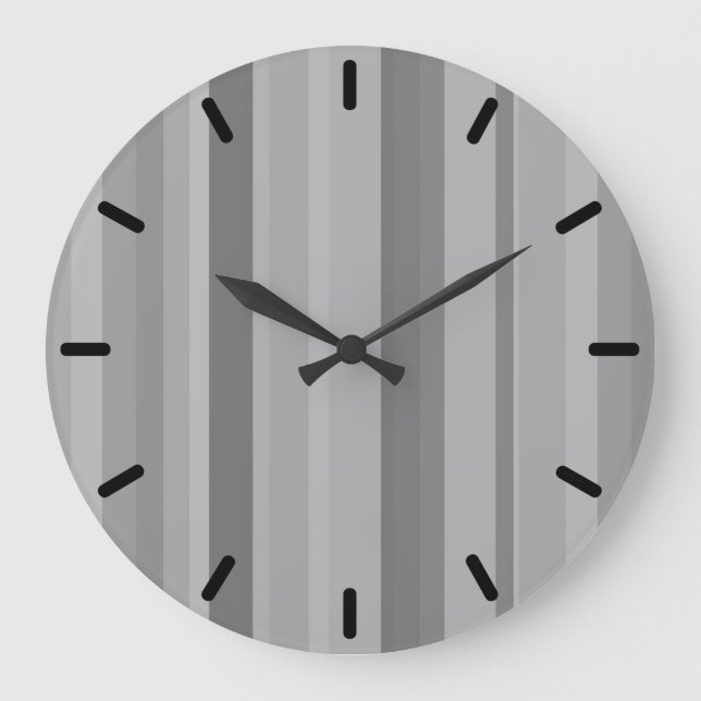 Grey vertical stripes large clock (Front)