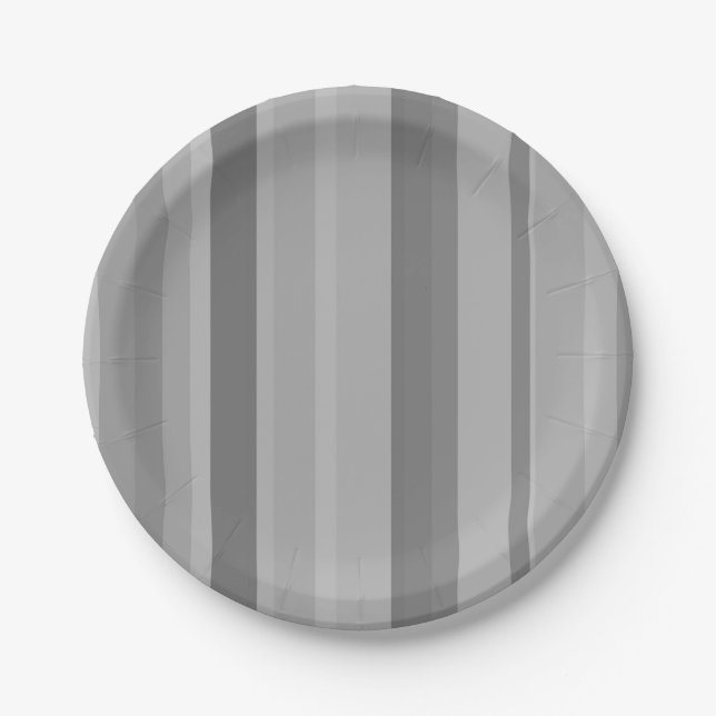 Grey vertical stripes paper plate (Front)
