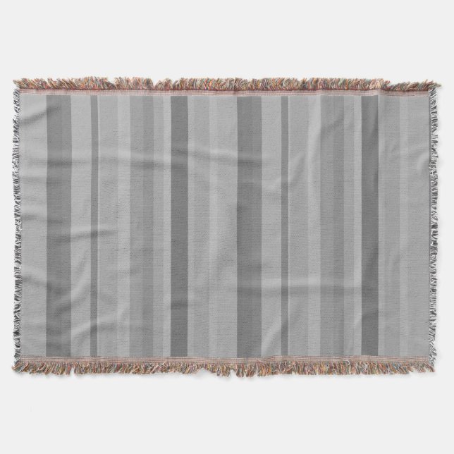 Grey vertical stripes throw blanket (Front)