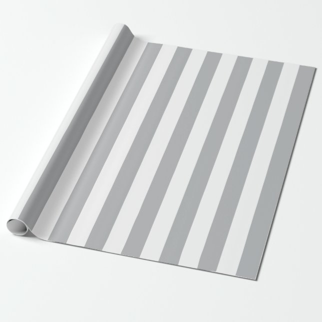 Grey Vertical Stripes Wrapping Paper (Unrolled)