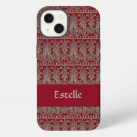 Grey Victorian decorative pattern maroon