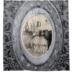 Grey victorian women's shower curtain