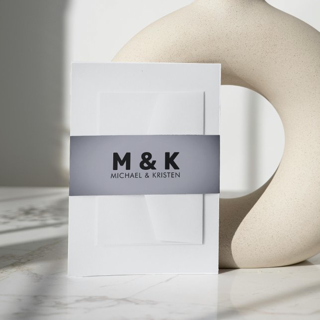 Grey Vignette Monogram Wedding Invitation Belly Band (Grey Vignette Monogram Wedding Invitation Belly Band)