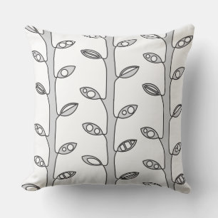 Grey VINES Retro DESIGN Throw Pillow
