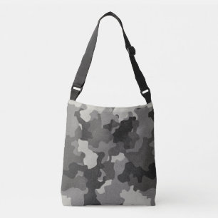 Grey Vintage Camo Realistic Worn Out Effect Crossbody Bag