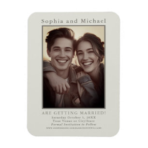 Grey Vintage Casual Wedding Save the Date Neutral Magnet