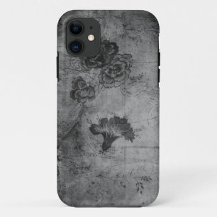 Grey Vintage Floral Texture iPhone 11 Case